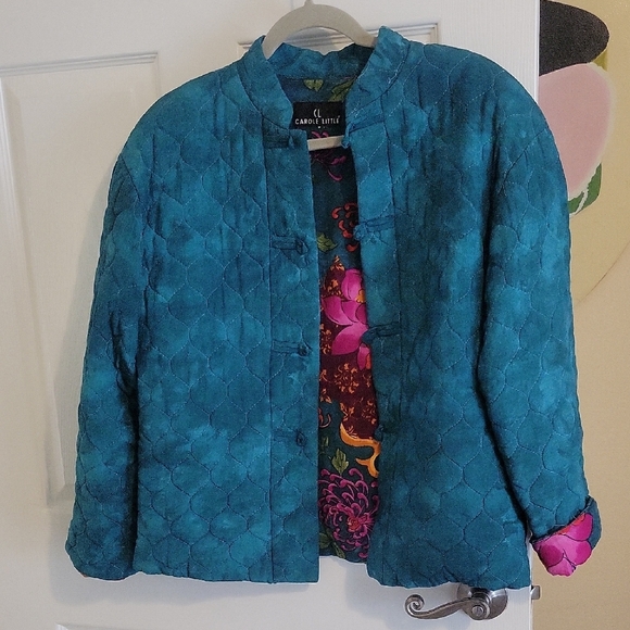 Carole Little Jackets & Blazers - Carole Little Teal green Women's quilted Blazer with bright Floral Lining